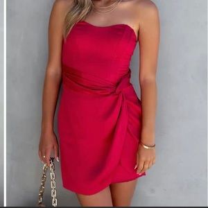 Up All Night Satin Strapless Dress